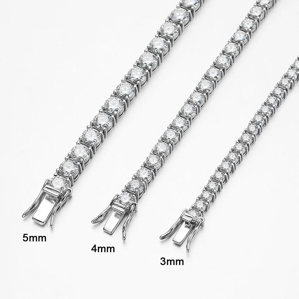 Mr. Sterling 3mm 4mm Moissanite Tennis Bracelet Full Diamond GRA S925 Silver