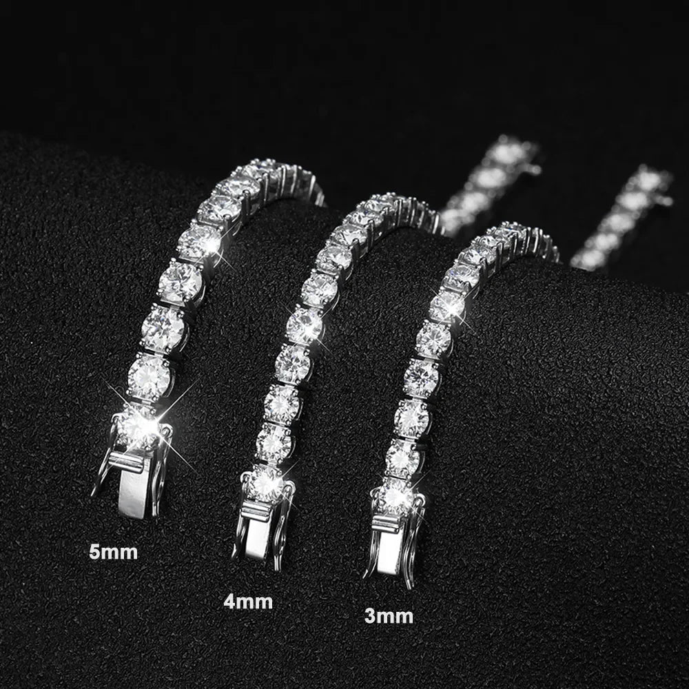 Mr. Sterling 3mm 4mm Moissanite Tennis Bracelet Full Diamond GRA S925 Silver